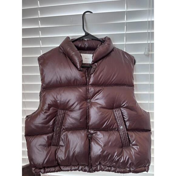 PHILO puffer vest, Brown, Duck Down, Button down,Size Small - Picture 1 of 9